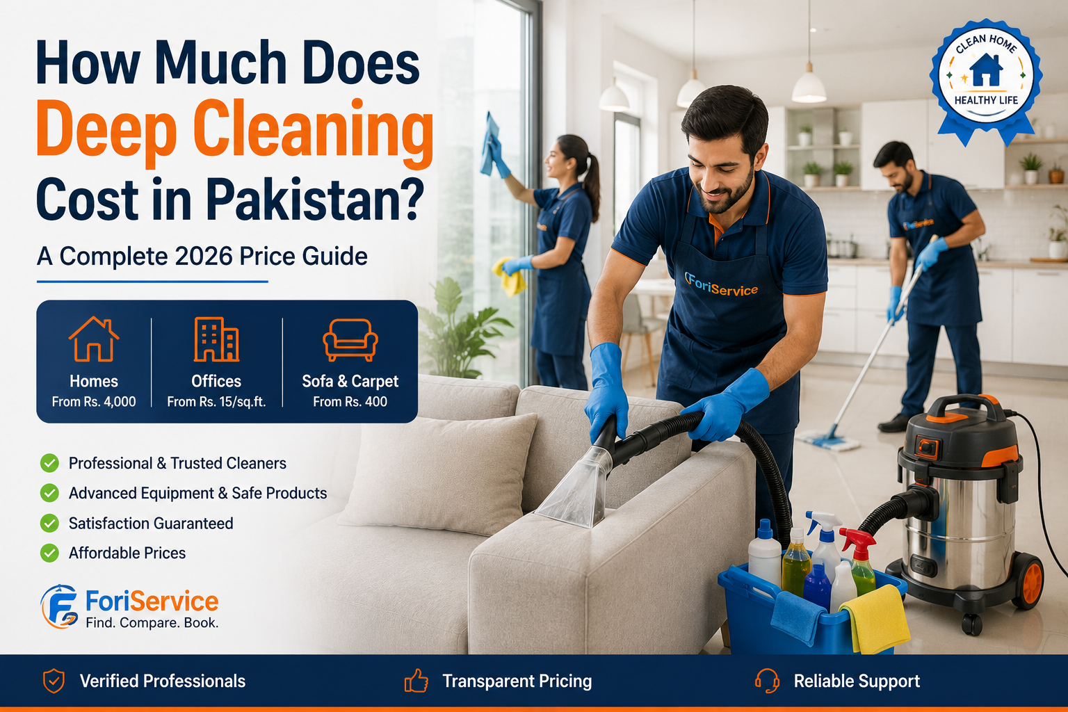 How much does deep cleaning cost in Pakistan?